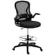 image 1 of Vinsetto Drafting Chair, Ergonomic Tall Office Chair with Flip-up Armrests, Mesh Back, Lumbar Support, Adjustable Height and Foot Ring, Swivel Wheels, for Standing Desk, Black