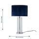 image 8 of Aura - Chrome Table Lamp with Navy Blue Pleated Velvet Shade Chrome | Blue