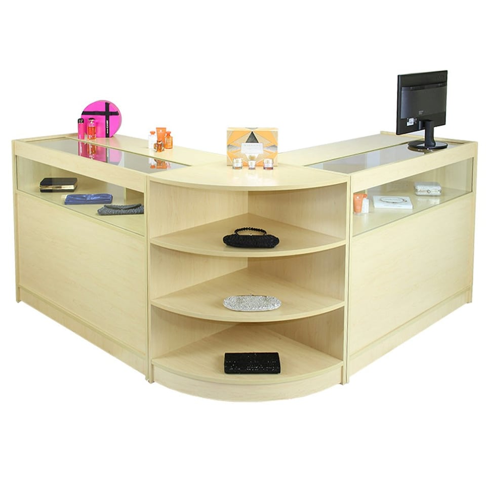 image 1 of Libra Maple Shop Counter & Retail Display Set Brown