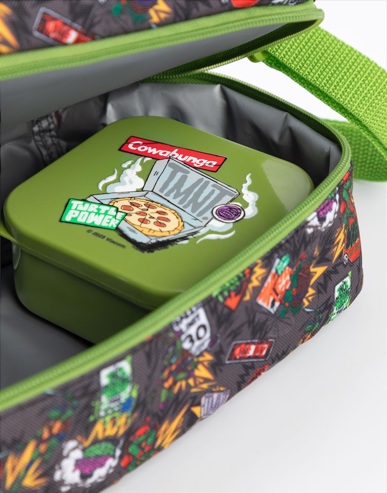 image 1 of Teenage Mutant Ninja Turtles Green Lunch Bag, Lunch Box & Bottle Set | TMNT Character School Lunch Carrier | Zip-Up Design with Easy-Carry Handle | Cowabunga Cartoon Theme for Boys | Turtles Merch