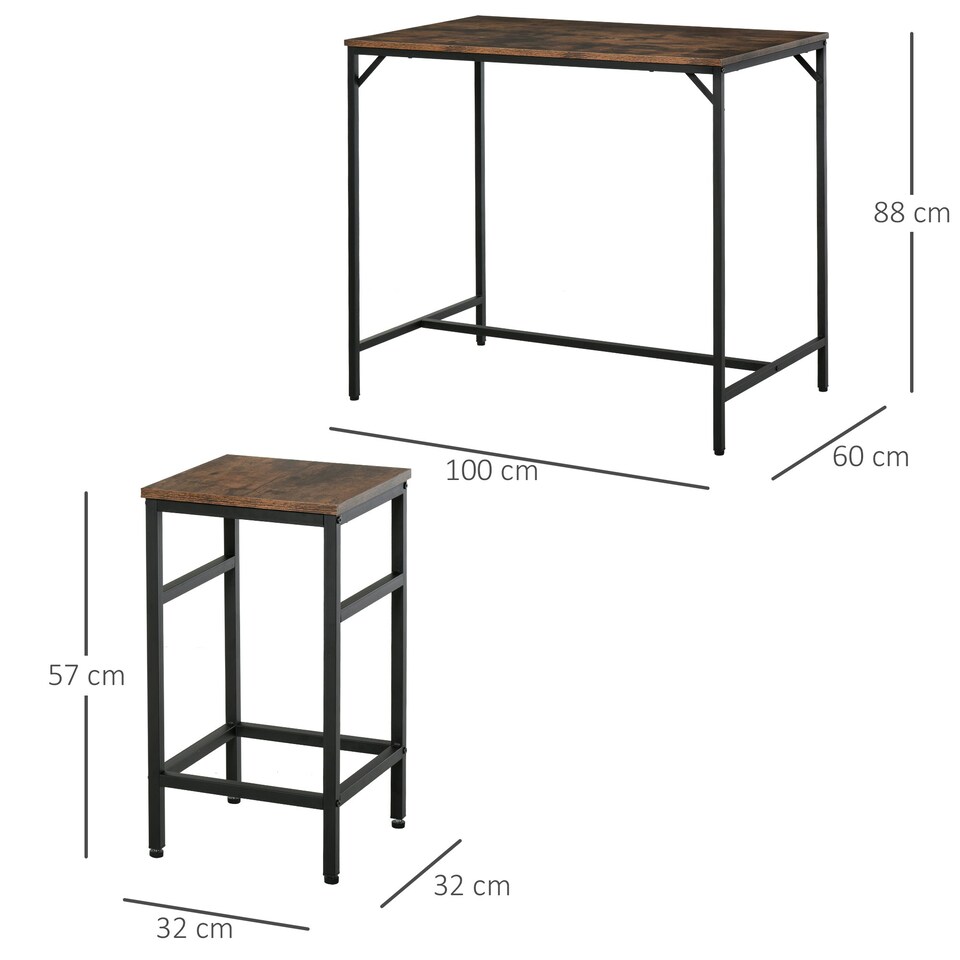 image 1 of HOMCOM Industrial Rectangular Dining Table Set with 4 Stools