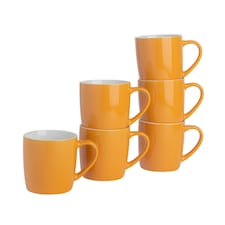 Argon Tableware 6x Coloured Coffee Mugs - Yellow - 350ml - Tea Mug Latte Mug Cappuccino Mug Drinking Mug Yellow
