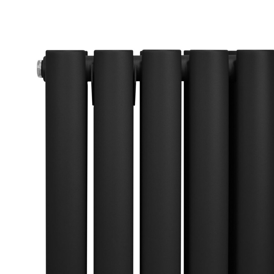 image 1 of Oval Column Radiator & Valves 1600mm x 480mm Black