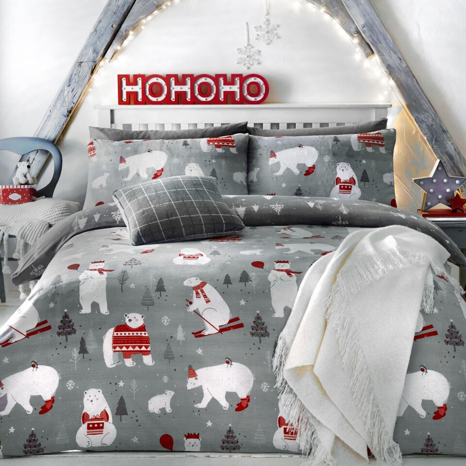image 1 of Bedlam Polar Bears Duvet Cover Set Silver