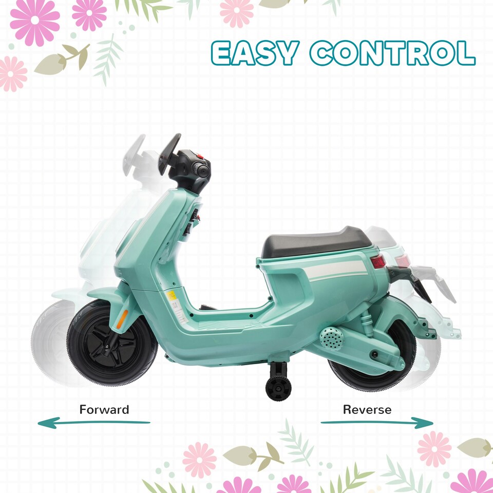 image 1 of AIYAPLAY 6V Kids Electric Motorbike with Headlight and Music - Green