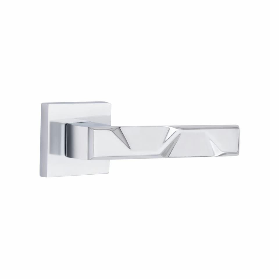 image 1 of Golden Grace 1 Pair Modern Nova Premium Design Door Handles on Square Rose in Polished Chrome Finish Chrome