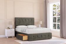 Sloomy Cambridge Pewter Dumfries Divan Bed With Mattress 4 Drawers With 54" Floor Standing Headboard & 12" Matching Footboard 6' Super King | Grey | Pewter | Super King | 1