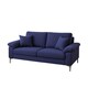 image 1 of Modern Blue Sofa 2 1 Seater Set Fabric with Chrome Feet - Comfortable Couch with Cushion for Living Room, Bedroom or Office