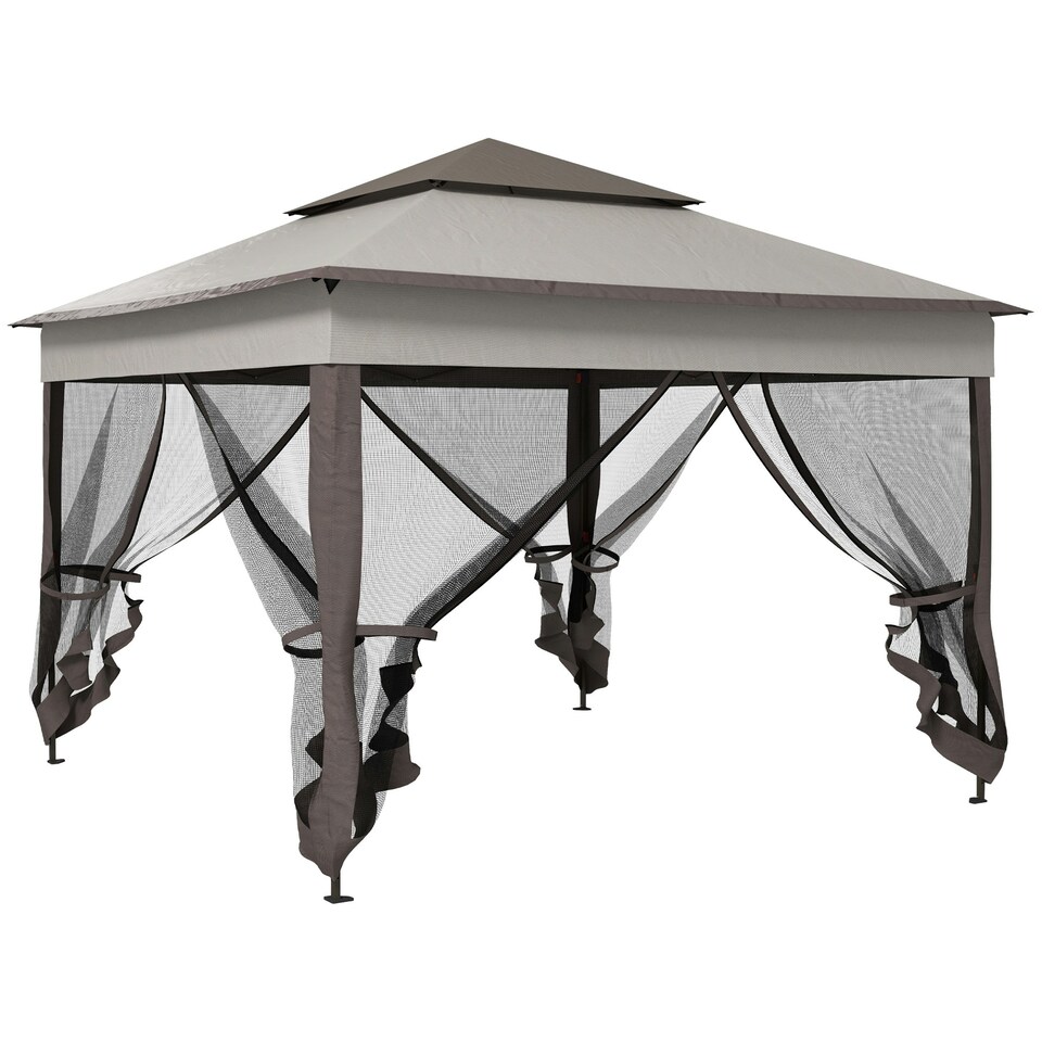 image 1 of Outsunny Garden Folding Tent Heavy Duty Pop Up Gazebo for Party Dark Grey