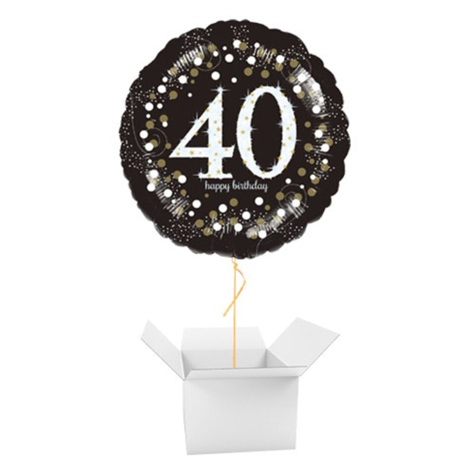 Sparkling Celebration 40th Birthday Round Foil Helium Balloon - Inflated Balloon in a Box