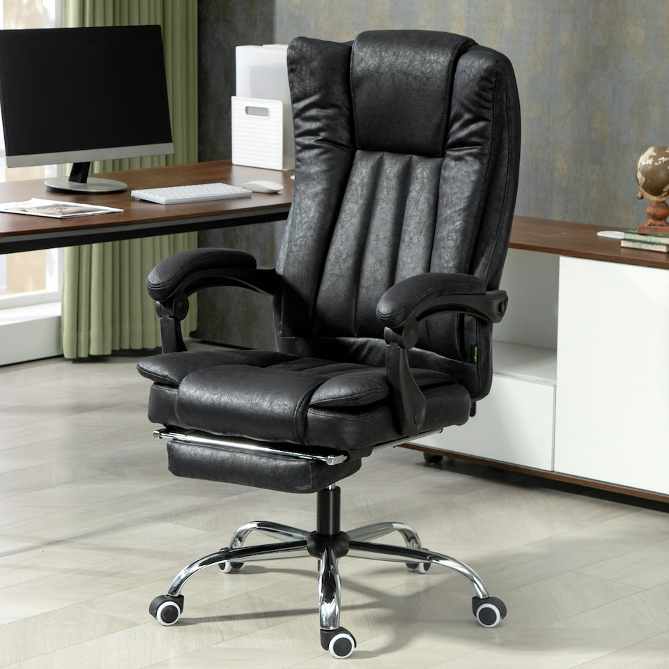 image 1 of Vinsetto Executive Office Chair Computer Desk Chair for Home w/ Footrest, Black