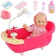 image 1 of BiBi Doll Bathtub Set with Working Shower, 13" Baby Doll & Accessories
