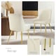 image 4 of Dining Chair Avane - velvet look, padded armchair, high backrest and armrests - Set of 2 Cream | Beige