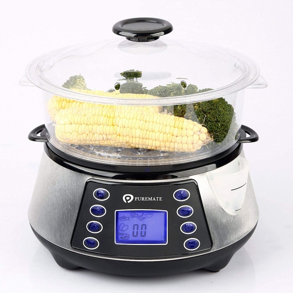 image 1 of 800W Digital 3 Tier Electric Food Steamer with Rice bowl