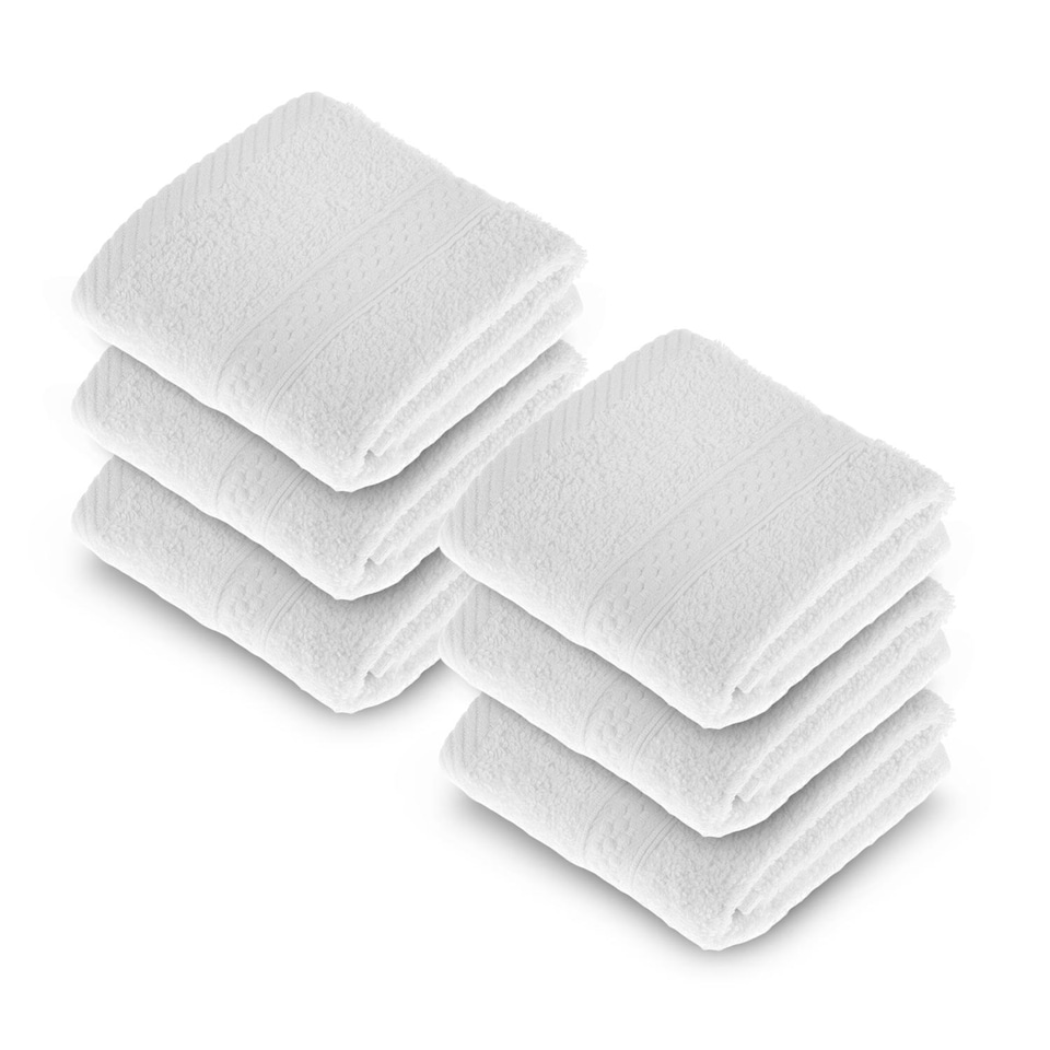 image 1 of Homescapes Turkish Cotton White Face Cloth - Set of 6