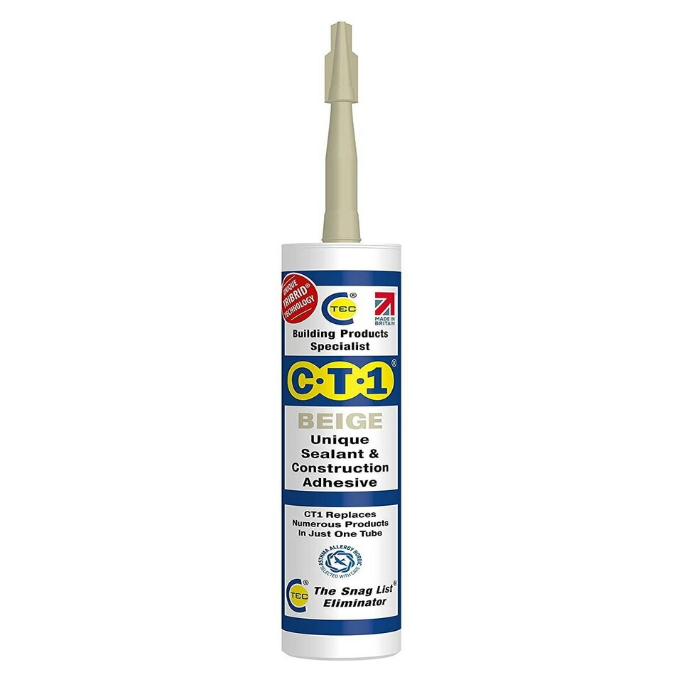 image 1 of CT1 Beige Construction Sealant Adhesive Tube for Virtually Any Material Pack 12