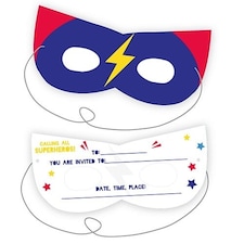 Superhero Masks Invitations with Envelopes - Pack of 8