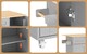 image 6 of VILUXE Mobile Kitchen Island with Foldable Worktop, Drawer, Adjustable Cabinets, 3 Door Spice Racks, Towel Rail and 5 Wheels, Grey