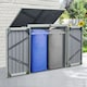image 2 of Outsunny 2-Bin Corrugated Steel Rubbish Storage Shed w Locking Doors