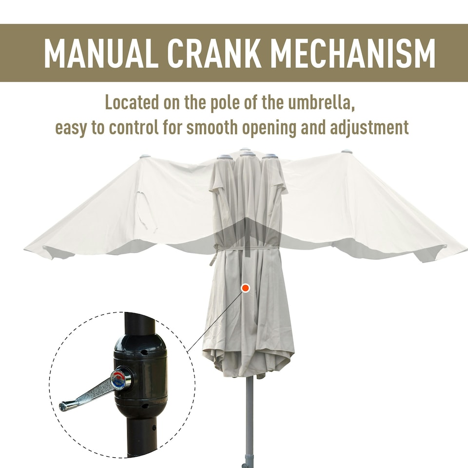 image 1 of Outsunny 4.6M Garden Patio Umbrella Canopy Parasol Sun Shade w/ Base Off White