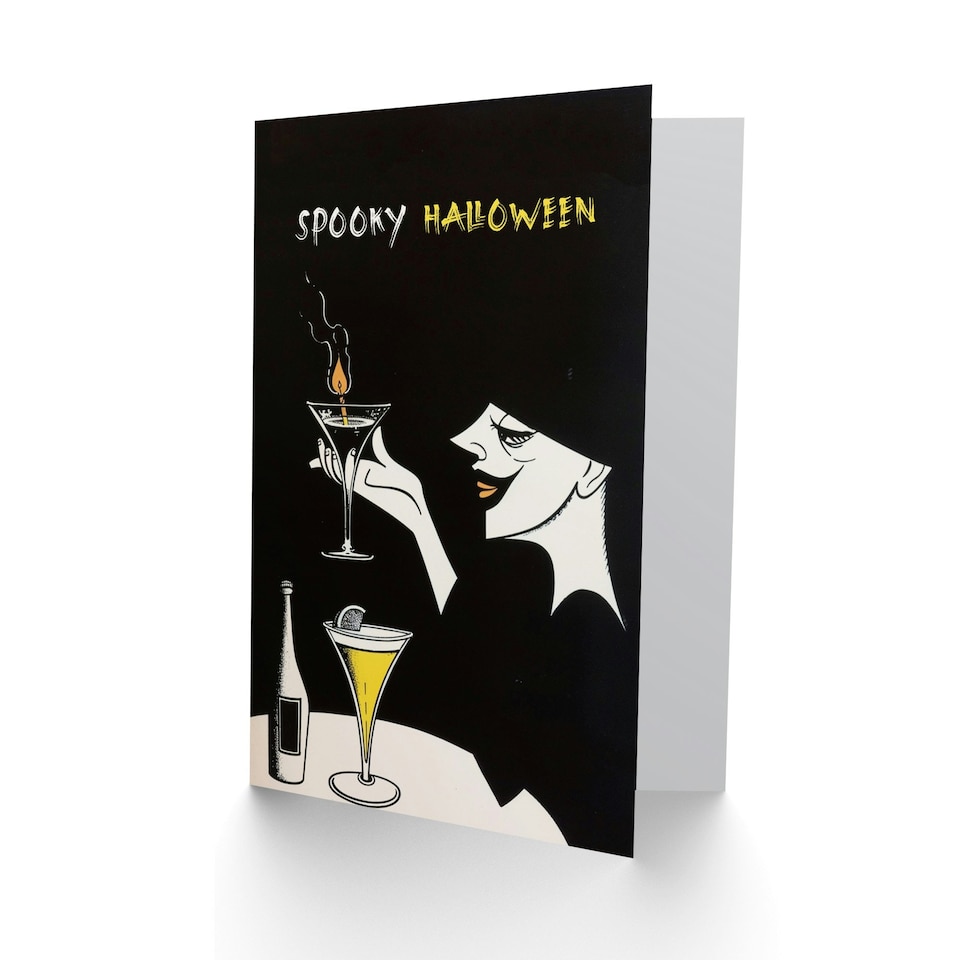 image 1 of Spooky Witch Cocktail Potion Candle Fun Woman Halloween Card
