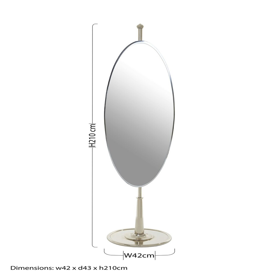 image 1 of Interiors By Premier Stylish Design Oval Mirror, Mid Century Hallway Mirror, Elegant Modern Mirror, Reflective Surface Mirror Silver