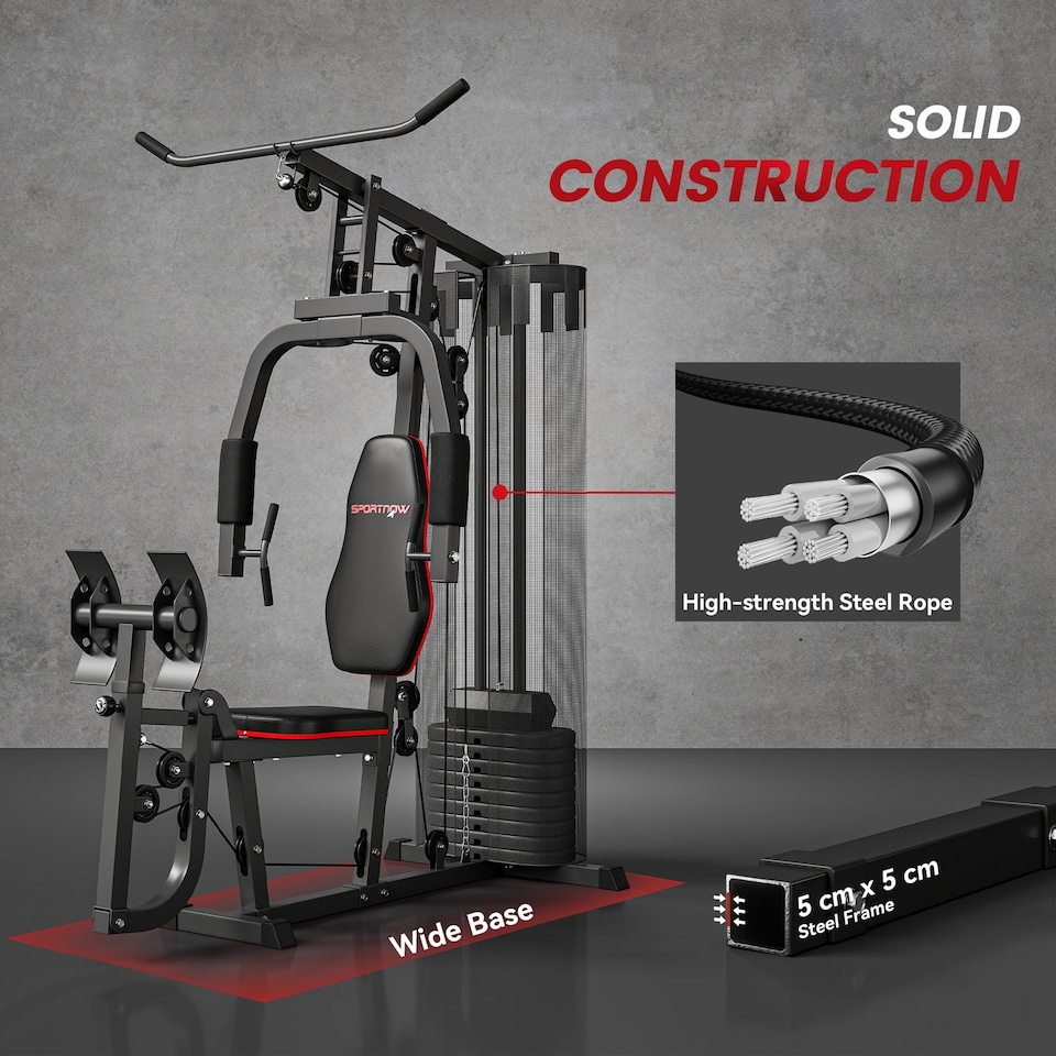 image 1 of SPORTNOW Home Gym Machine Compact Multi Gym with 45kg Weight Stack