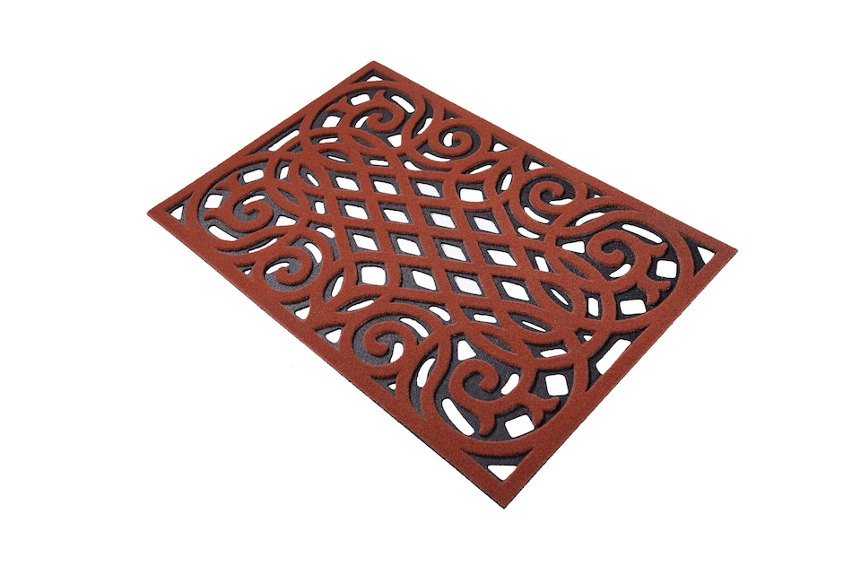 image 1 of Nicoman Victorian Style Rubber Outdoor Door Mat Red 60 x 40cm | Red | 61 x 41cm