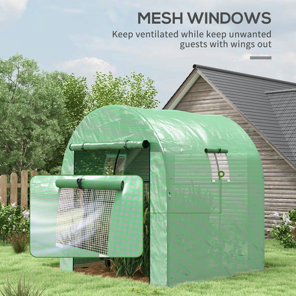 image 1 of Outsunny 1.8 x 1.8 x 2m Polytunnel Greenhouse with Doors and Mesh Windows