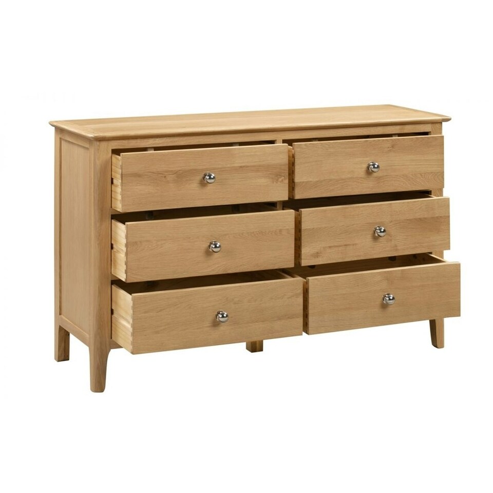 image 1 of Solid Oak 6 Drawer Wide Chest