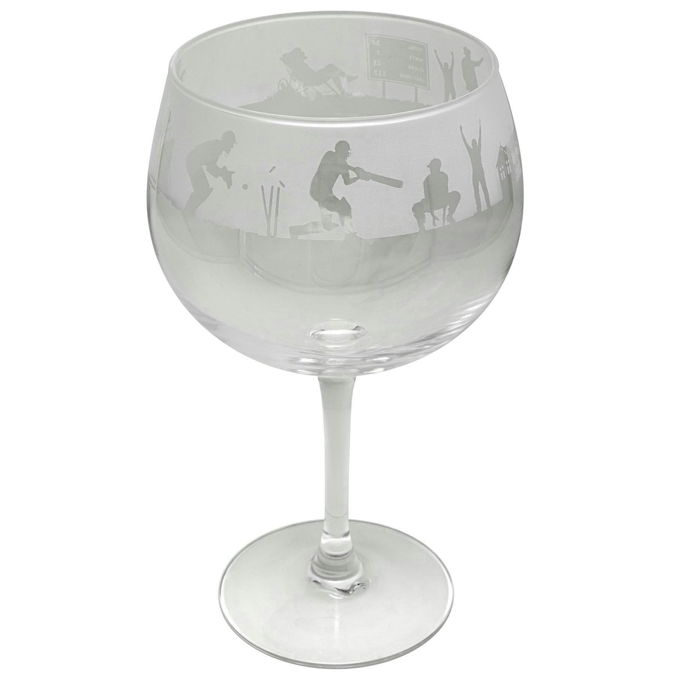 Animo Glass Etched Gin Glass Cricket