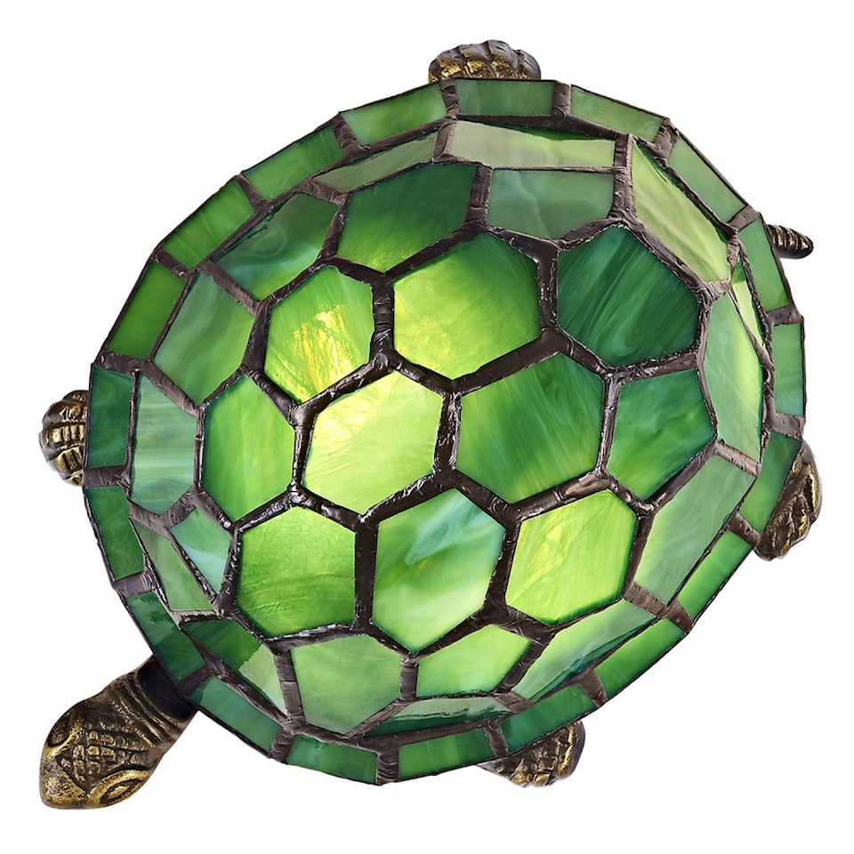 image 1 of Beautifully Hand Crafted Green Glass Tortoise Tiffany Lamp | Green | Green | 1