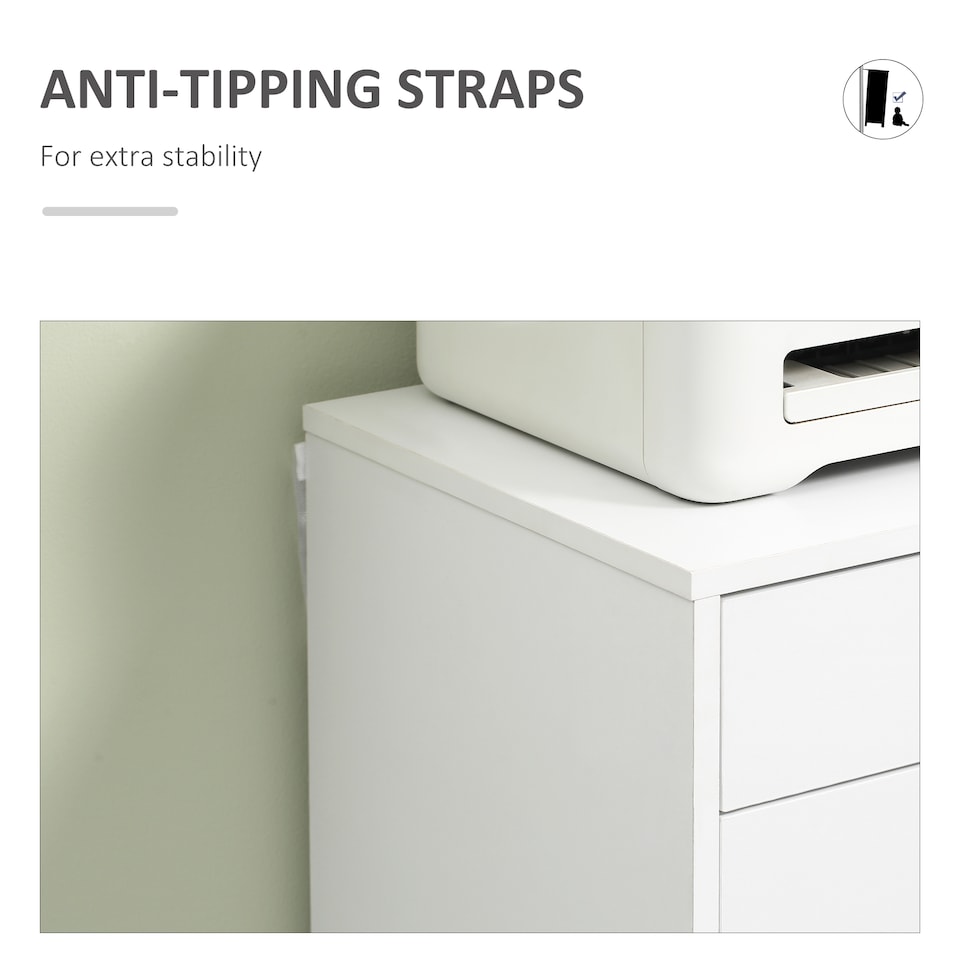 image 1 of Vinsetto Vertical Filing Cabinet, 7-drawer File Cabinet, Mobile Office Cabinet on Wheels for Study, Home Office, White