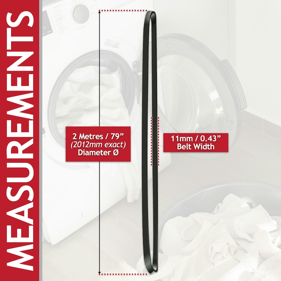 image 1 of SPARES2GO Poly-V Drive Belt for Electra TDC7100 TDC8101 TDC8112 TDC9112 THP7112 Tumble Dryer (7PH2012 SH200)