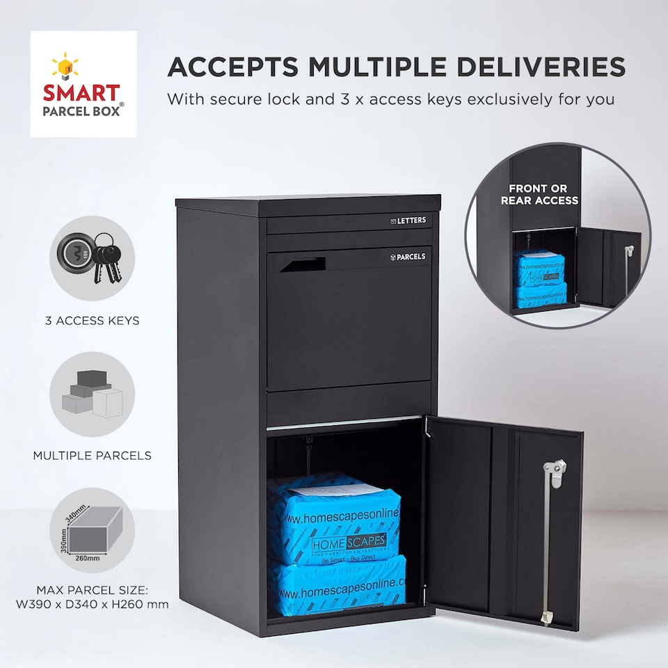 image 1 of SMART PARCEL BOX® Extra Large Front & Rear Access | Black | 1