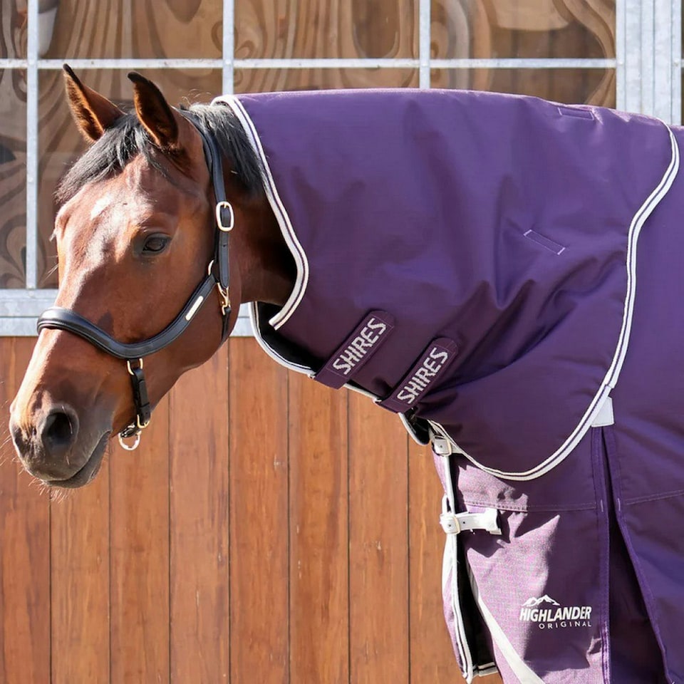 image 1 of Shires Highlander Original 100 Horse Turnout Neck Cover - Plum - XL