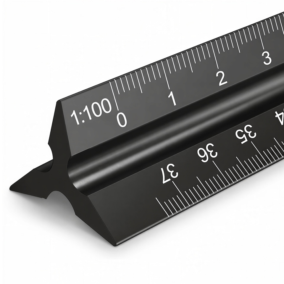 image 1 of 30cm Aluminium Triangular Ruler with 6 Precision Scales - 1pc