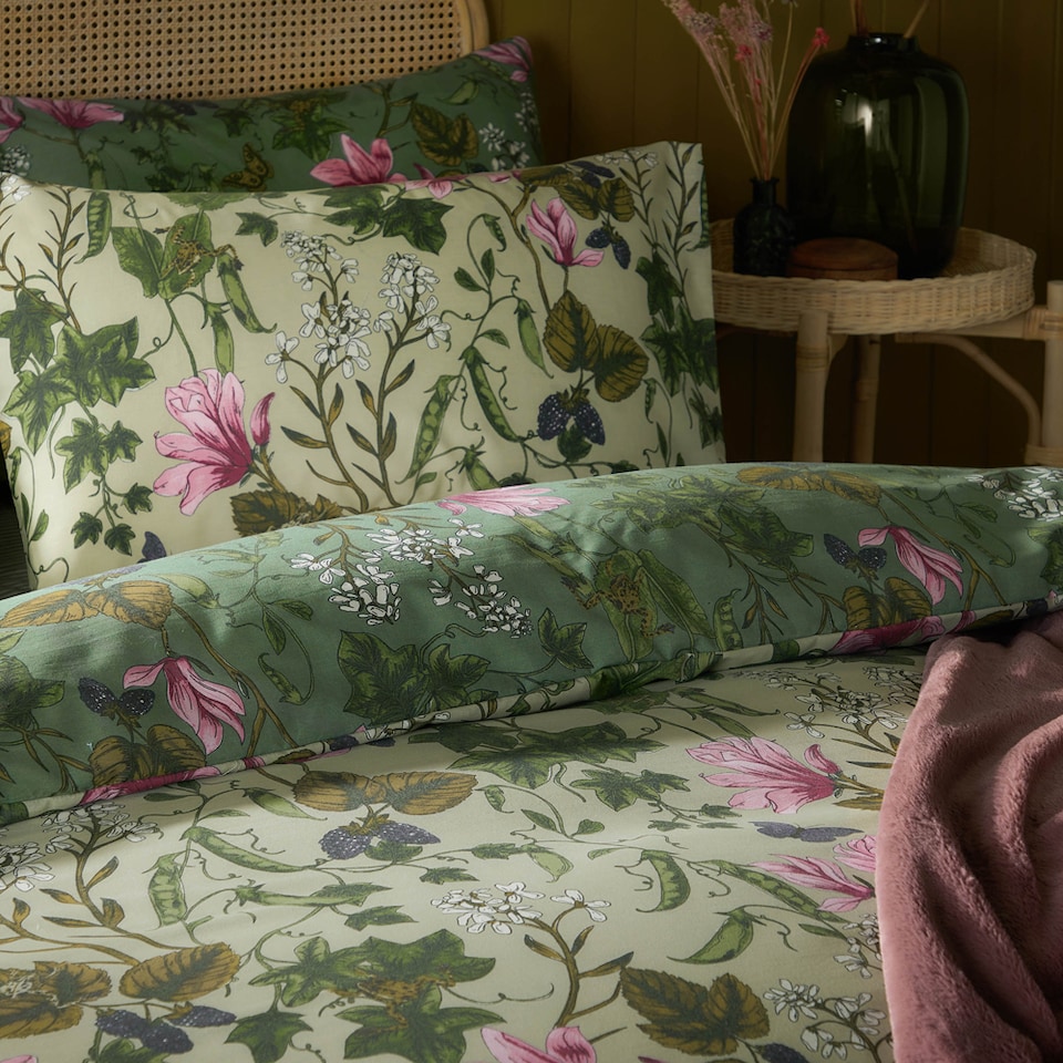 image 1 of Furn Mystic Berry Floral Reversible Duvet Cover Set | Green | Green | Super King