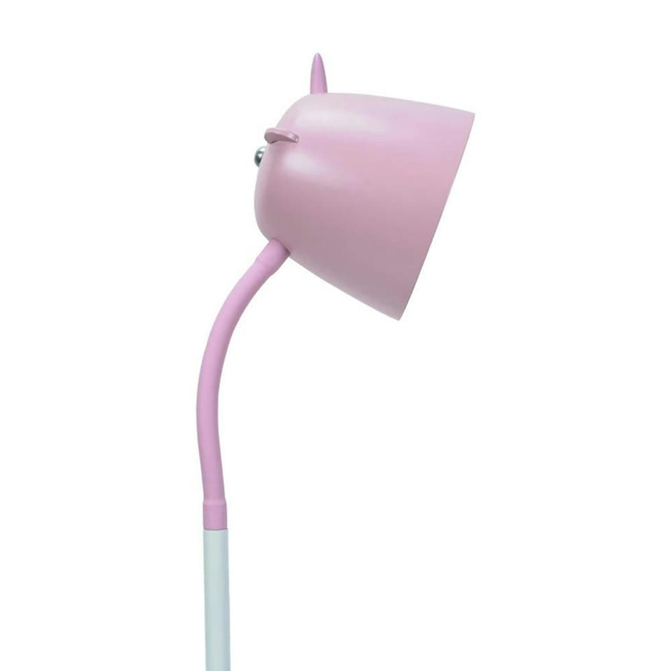 image 1 of ValueLights Adjustable Unicorn Painted Pink Table Lamp with Pink Dome Shade and Integrated LED 5W Neutral White Bulb