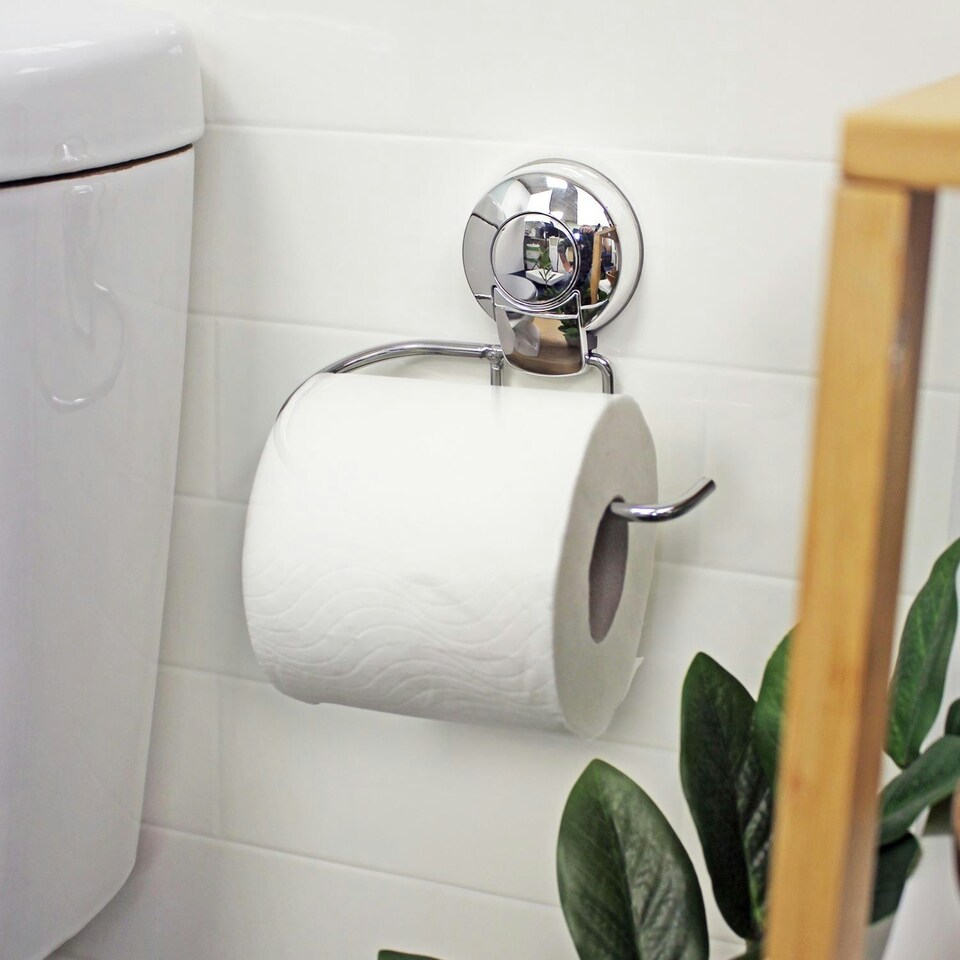 image 1 of Showerdrape SuctionLoc Chrome Wall Mounted Toilet Roll Holder