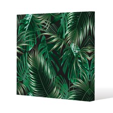Tropical Leaves on Black (Canvas Print) / 77 x 77 x 4cm | Multi