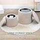 image 4 of HOMCOM Modern Fabric Storage Ottoman with Removable Lid, Set of 2, Cream White