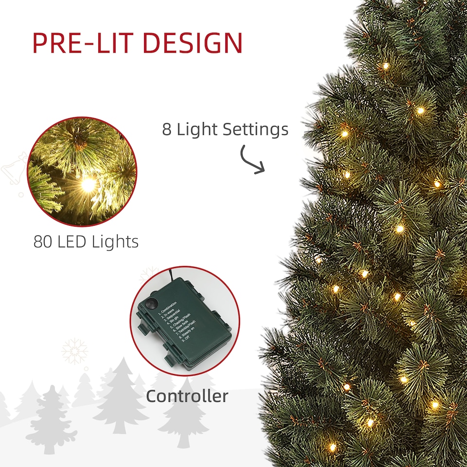 image 1 of HOMCOM 4ft Artificial Christmas Tree with 80 Warm White LED Lights Remote