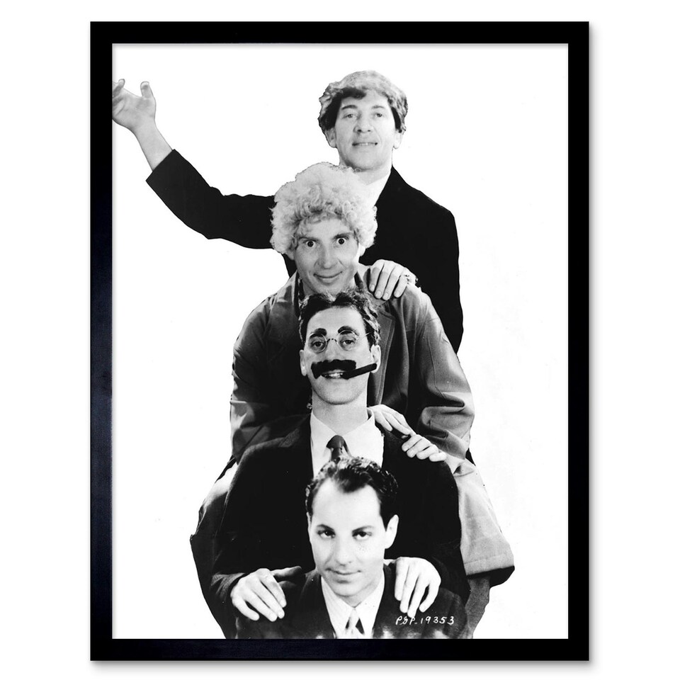 image 1 of Photography Black White Harpo Groucho Marx Brothers Framed Wall Art Print