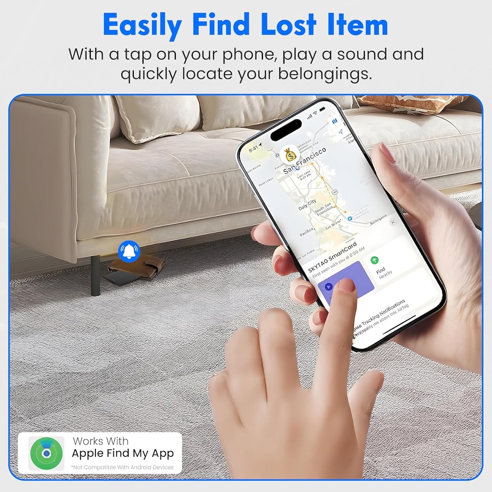 image 1 of Card Tracker (IOS Only) Wallet GPS Tracker Compatible with Apple Find My App