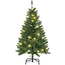 HOMCOM 4FT Prelit Artificial Christmas Tree w/ Warm White Light Xmas Decoration