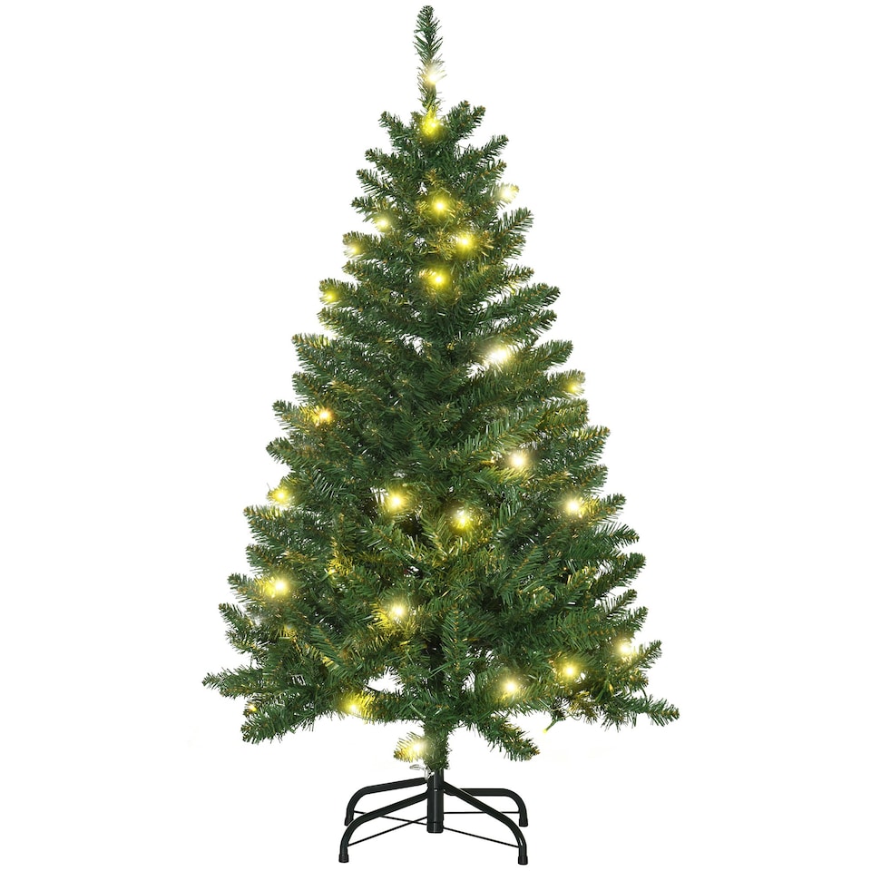 image 1 of HOMCOM 4FT Prelit Artificial Christmas Tree w/ Warm White Light Xmas Decoration