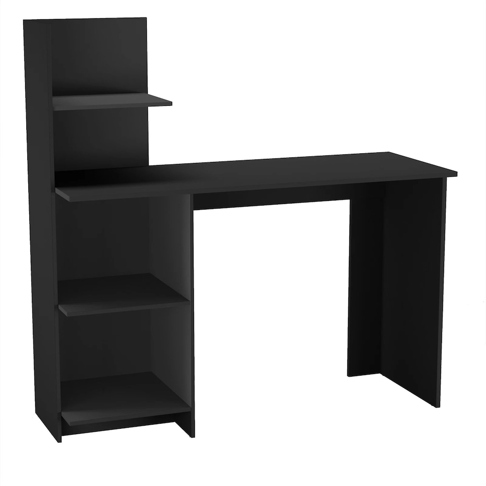 image 1 of FRANCO Computer Desk Workstation 4-Tier Shelves Home Office Study Writing Table | Multi | Black | 1