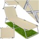 image 1 of Sun Lounger - foldable, adjustable sunshade and 4-step backrest Cream | Beige