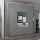 image 2 of Modern Geometric Mirror Sliding Wardrobe 120cm | White/Black/Grey 2-Door Bedroom Cabinet Grey | Grey120cm
